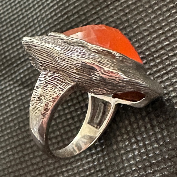 Thai 925 Sterling Silver w Faceted Carnelian Ring Size 7 Hallmarked "CID" - Picture 8 of 11
